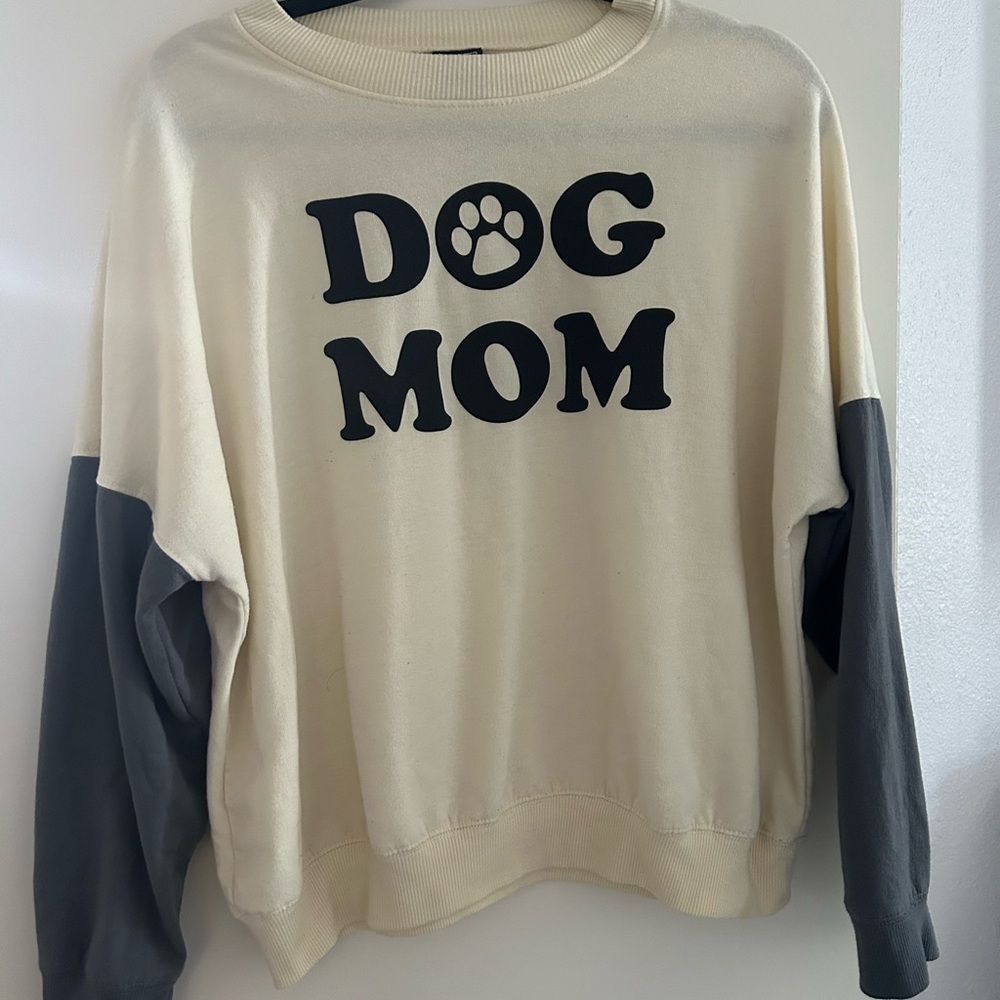 Modern Lux Cream and Gray Dog Mom Sweatshirt